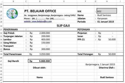 Detail Template Slip Gaji Excel Nomer 6