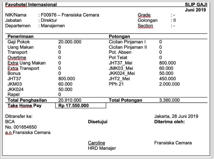 Detail Template Slip Gaji Excel Nomer 52