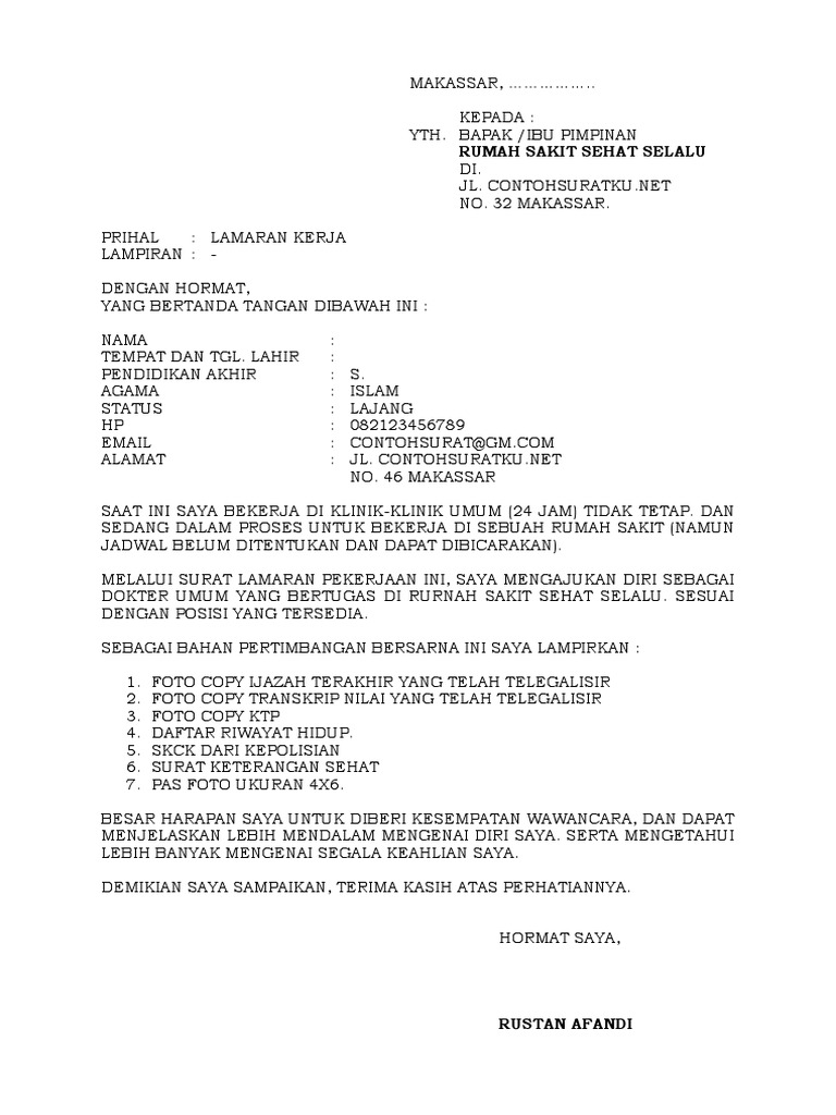 Detail Template Surat Lamaran Kerja Word Nomer 17