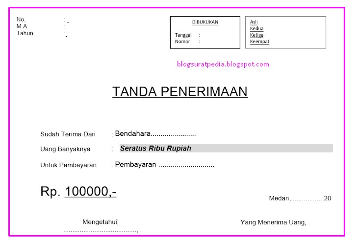 Detail Template Tanda Terima Nomer 22