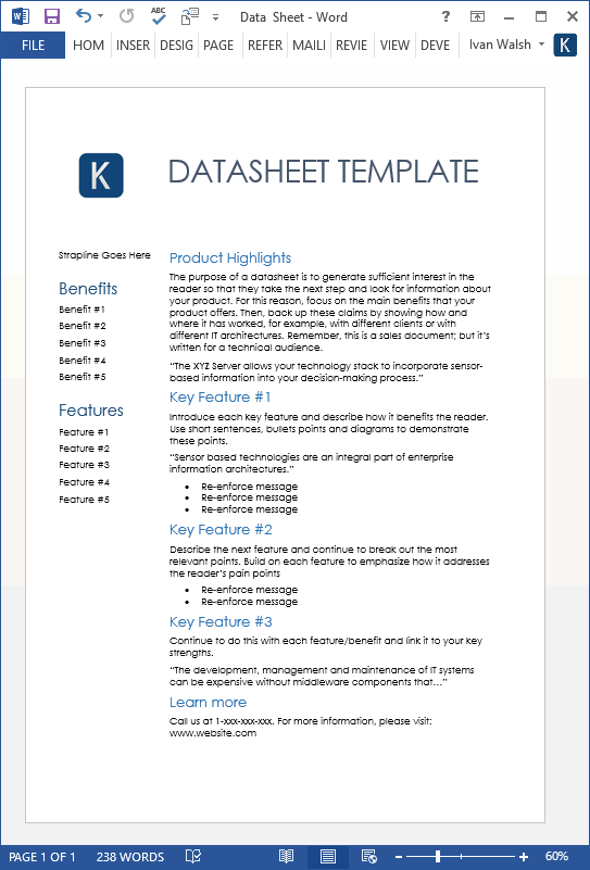 Detail Template Technical Data Sheet Nomer 2