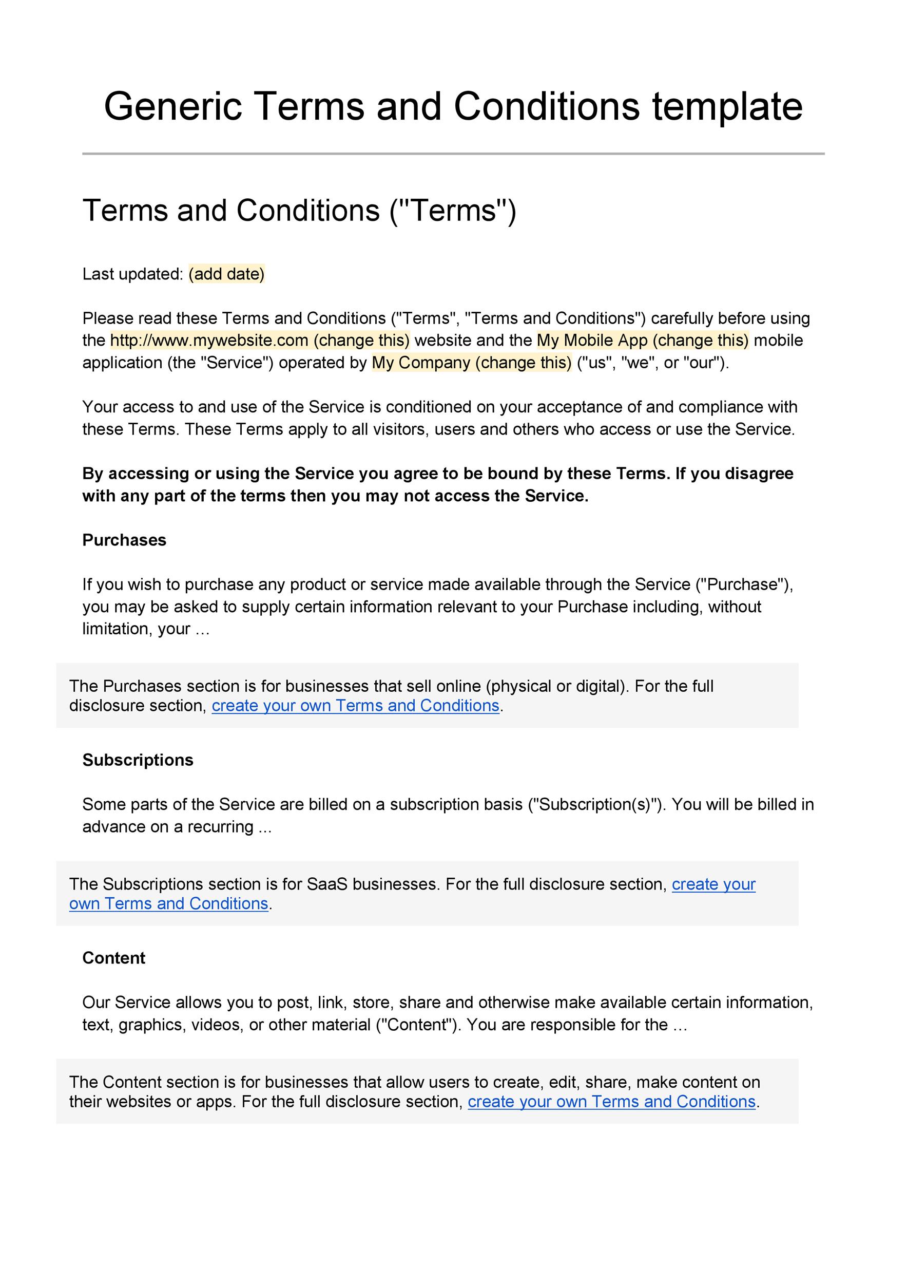 Detail Terms Conditions Template Nomer 2