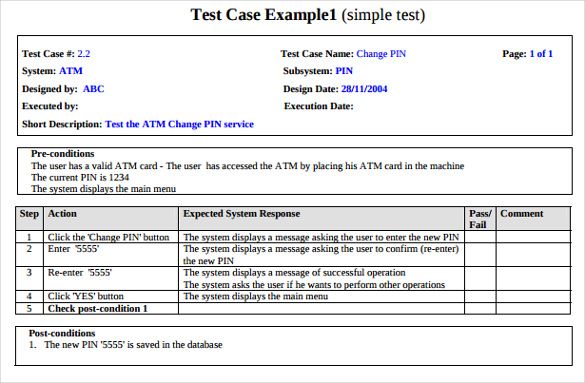 Detail Test Case Document Template Nomer 12