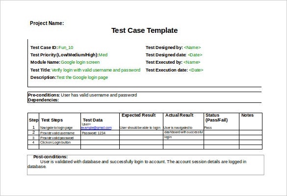 Detail Test Case Document Template Nomer 14