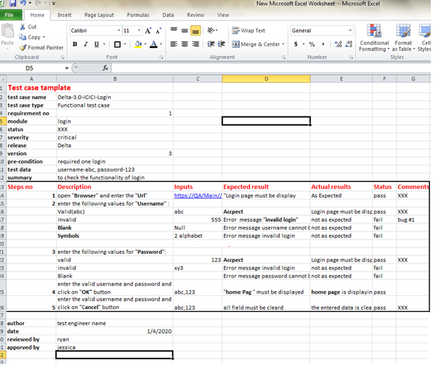 Detail Test Case Document Template Nomer 44