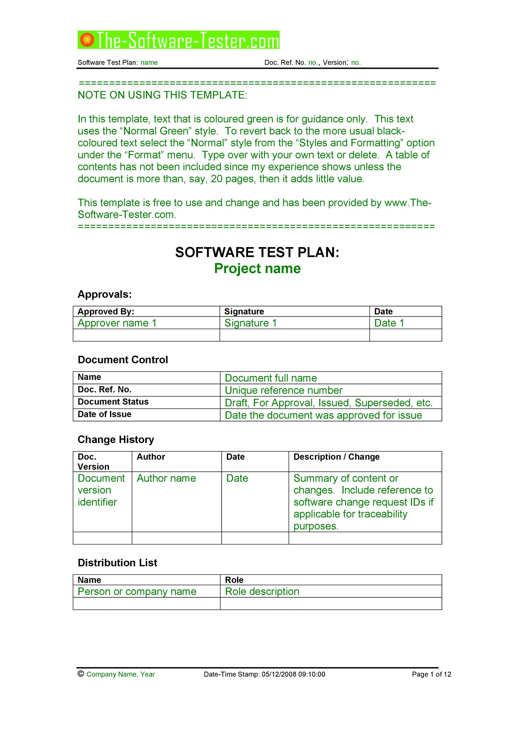 Test Plan Document Template - KibrisPDR