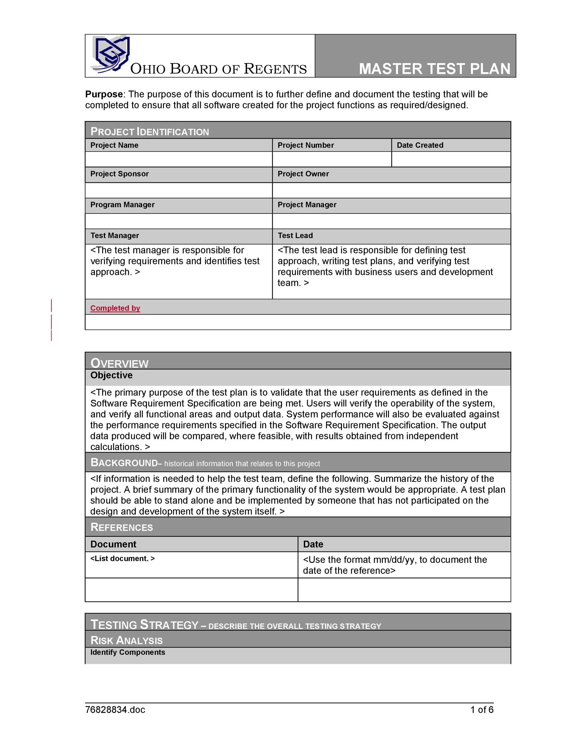 Detail Test Plan Document Template Nomer 7