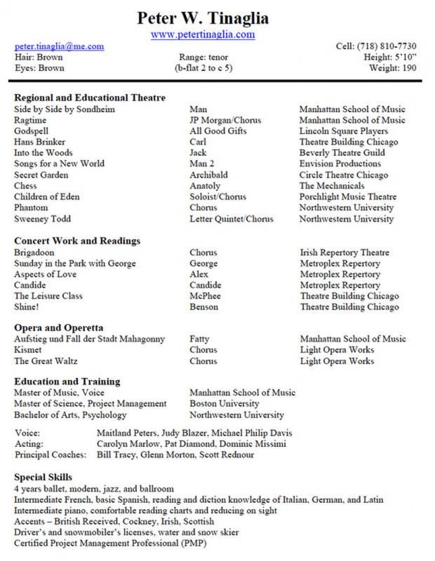 Detail Theatre Resume Template Nomer 11