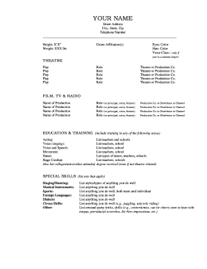 Detail Theatre Resume Template Nomer 18