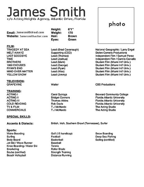 Detail Theatre Resume Template Nomer 33