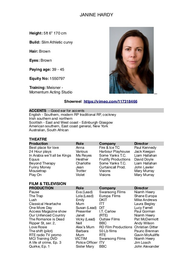 Detail Theatre Resume Template Nomer 38