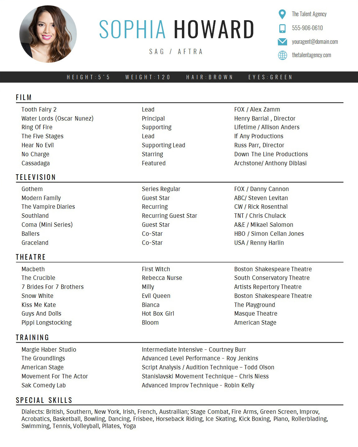 Detail Theatre Resume Template Nomer 42