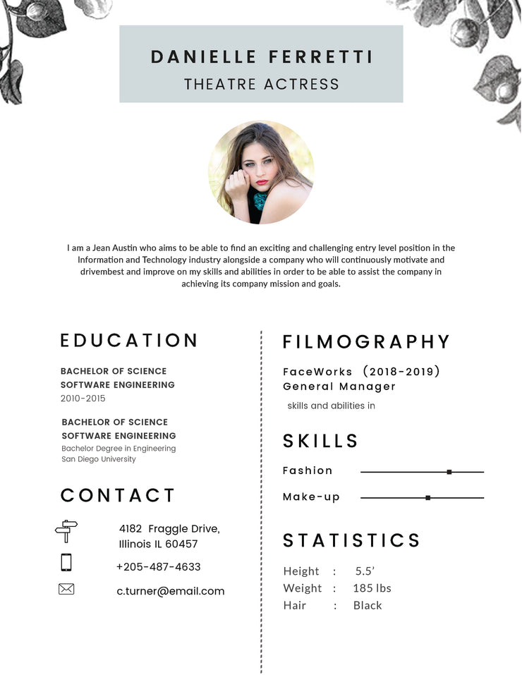 Detail Theatre Resume Template Nomer 45