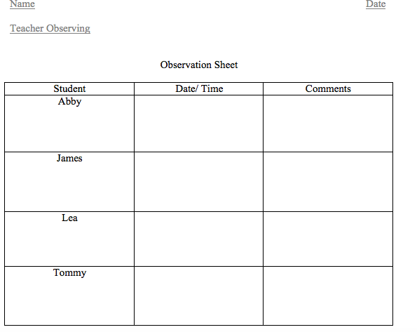 Detail Time Sample Observation Template Nomer 22