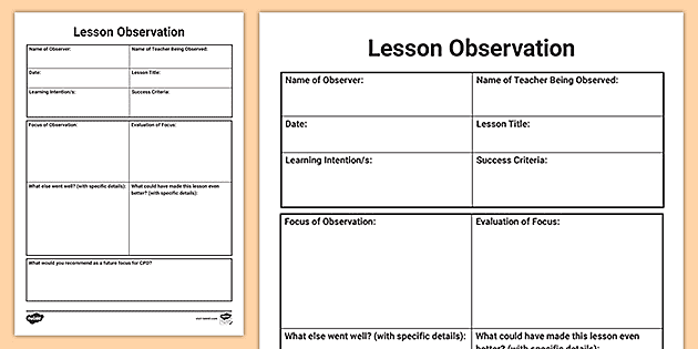 Detail Time Sample Observation Template Nomer 25