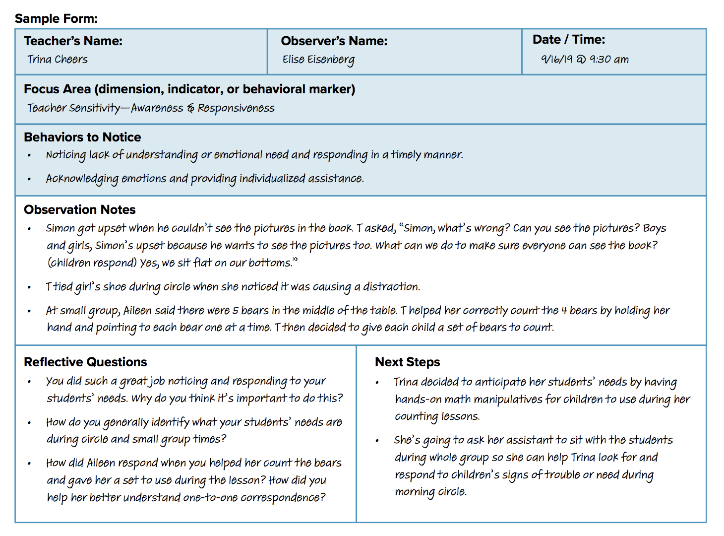 Detail Time Sample Observation Template Nomer 50