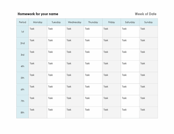 Detail Timetable Template Monday To Friday Nomer 21