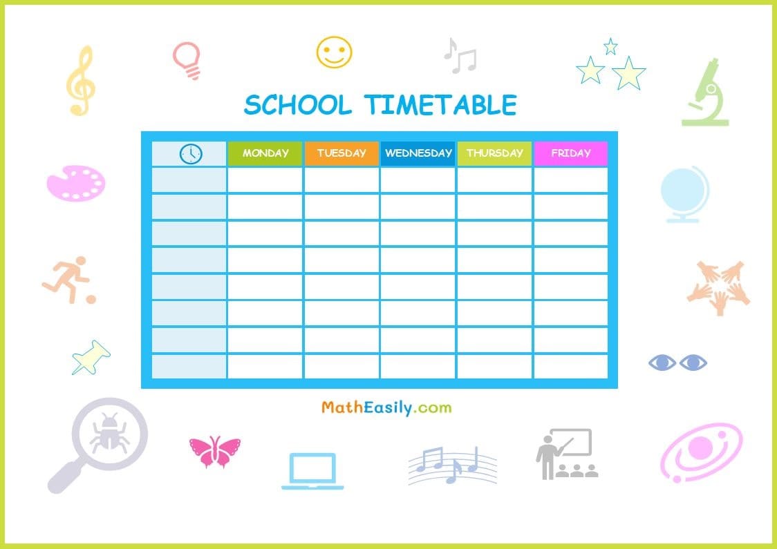 Detail Timetable Template Monday To Friday Nomer 43