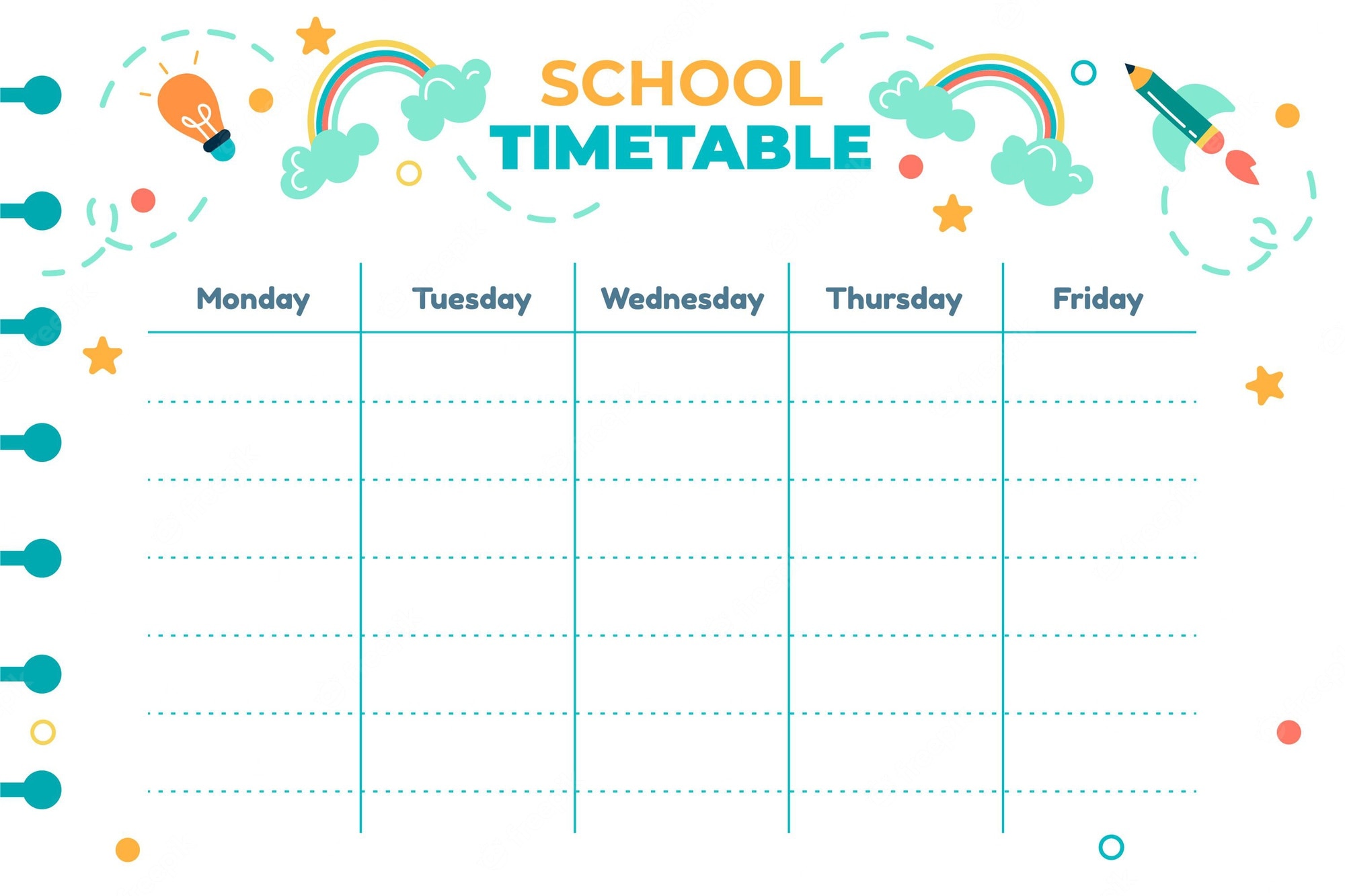 Detail Timetable Template Monday To Friday Nomer 45