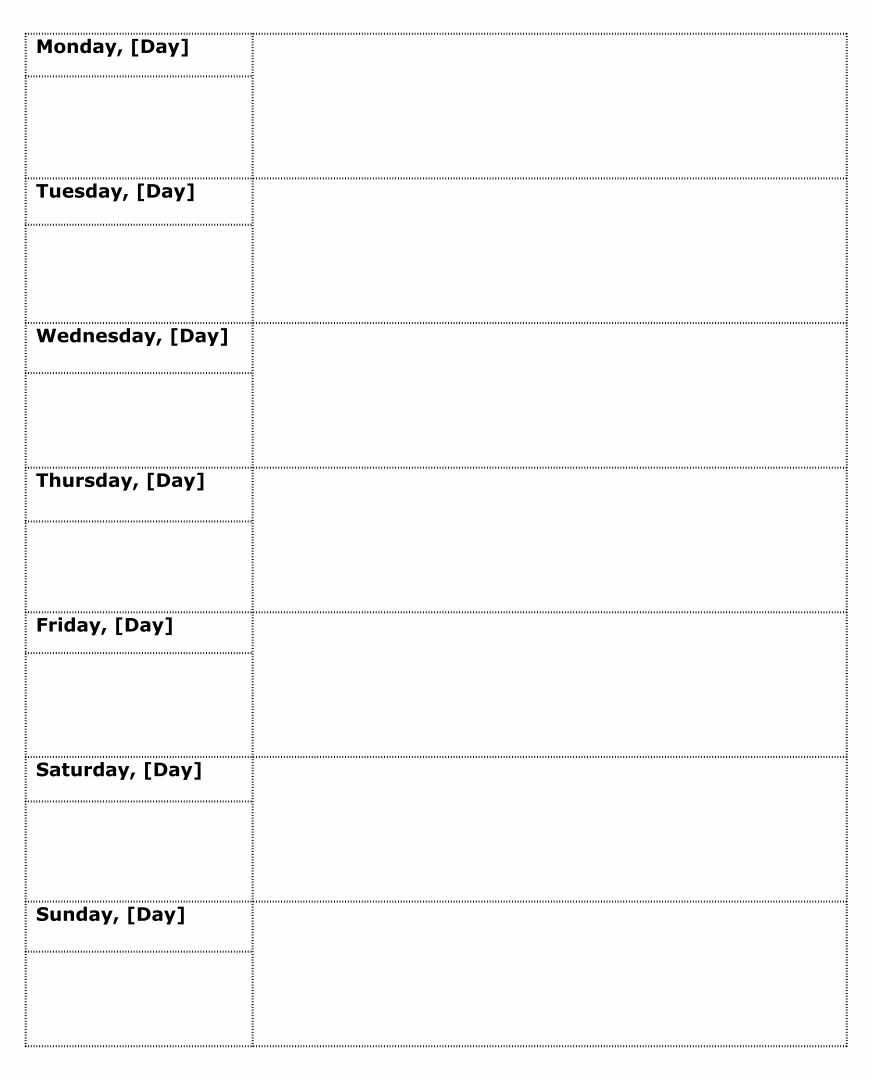 Detail Timetable Template Monday To Friday Nomer 47