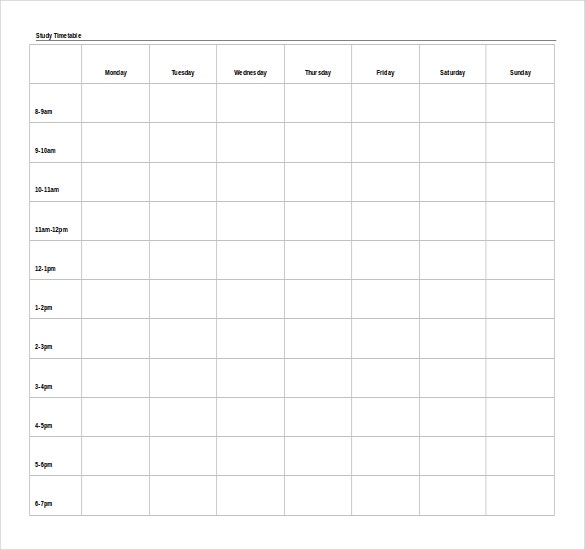 Detail Timetable Template Monday To Friday Nomer 48