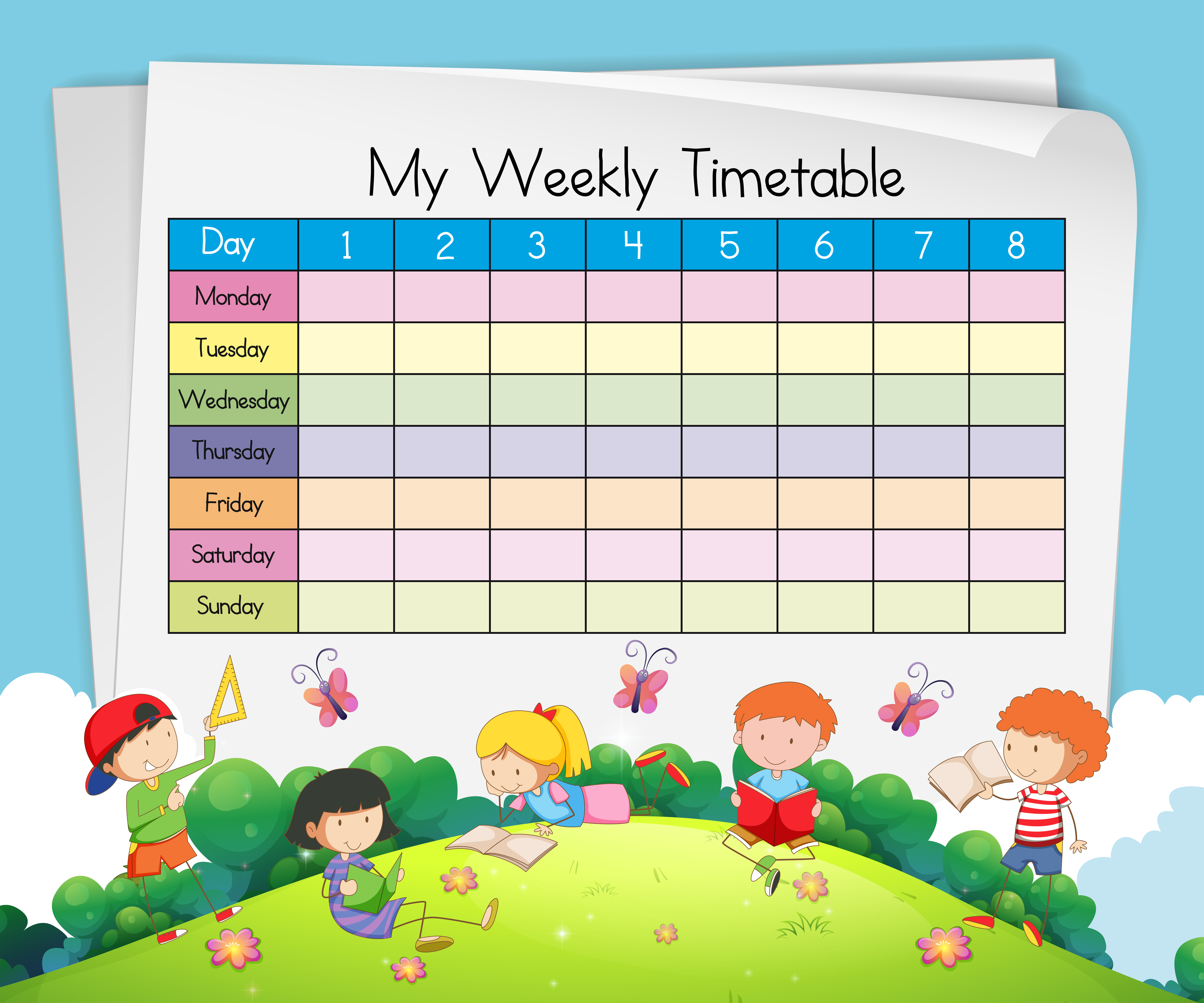 Detail Timetable Template Monday To Friday Nomer 50