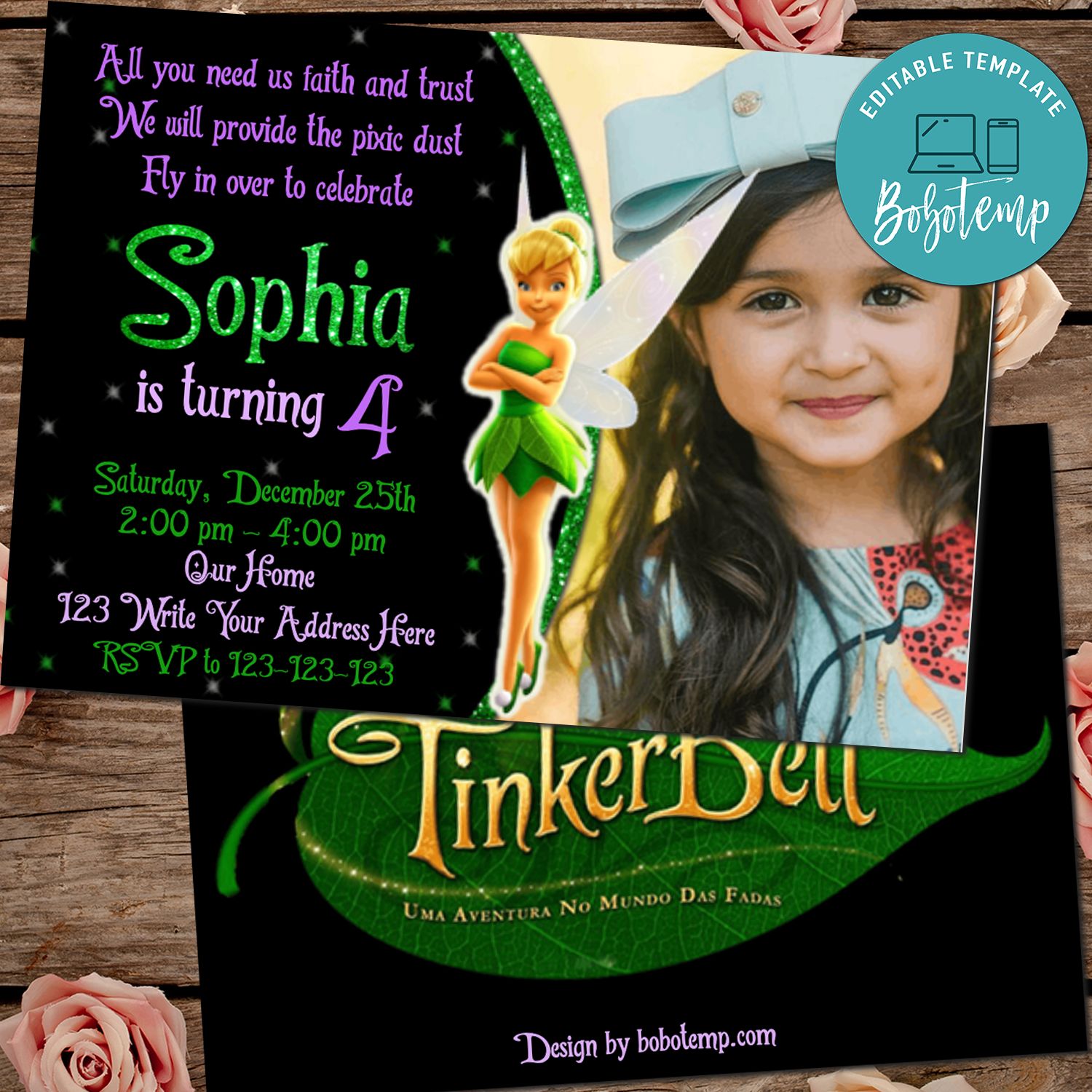 Detail Tinkerbell Birthday Invitation Template Nomer 43