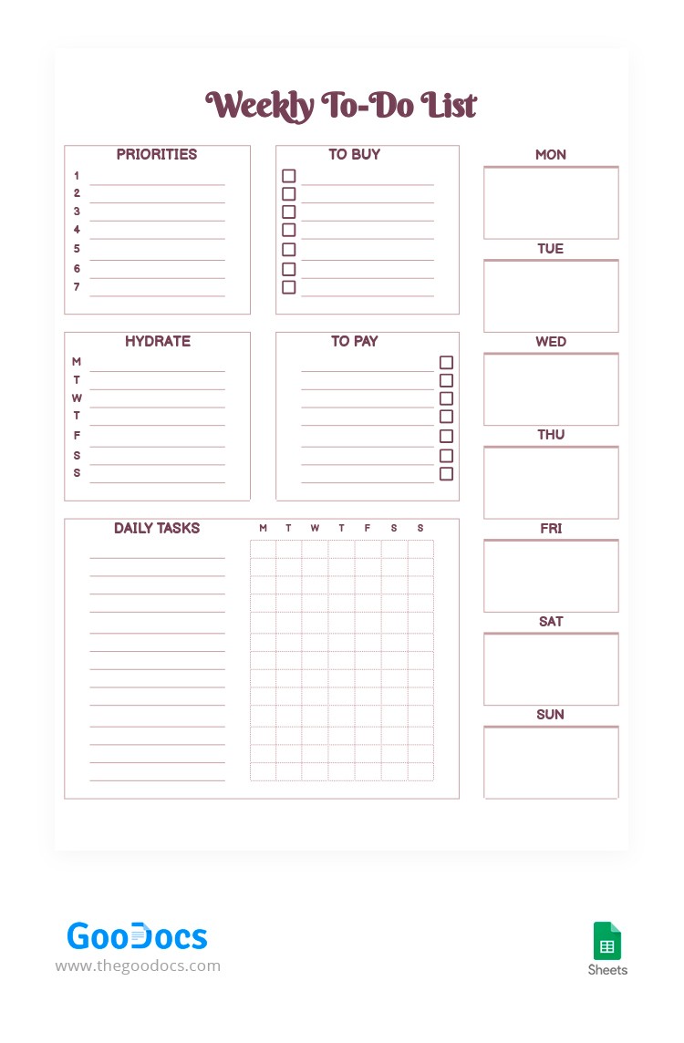 Detail To Do List Template Cute Nomer 41