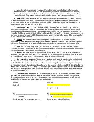 Detail Trademark License Agreement Template Nomer 25