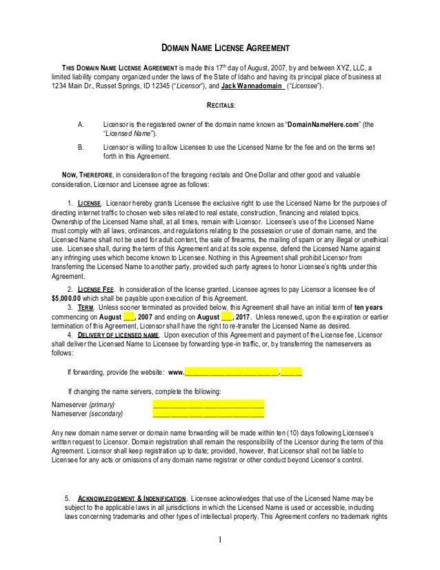 Detail Trademark License Agreement Template Nomer 30