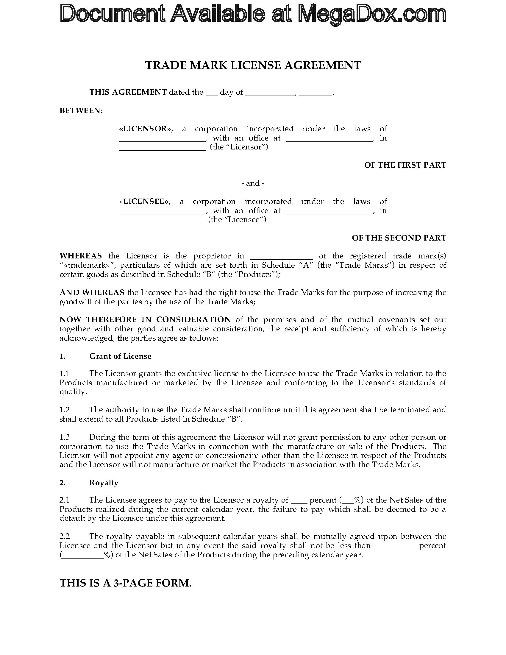 Detail Trademark License Agreement Template Nomer 32