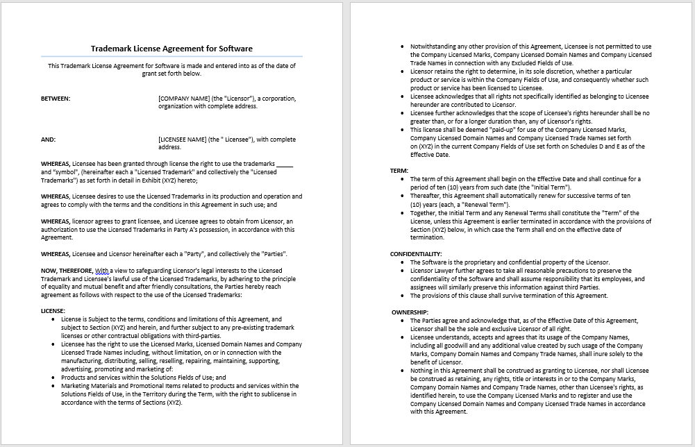 Detail Trademark License Agreement Template Nomer 7