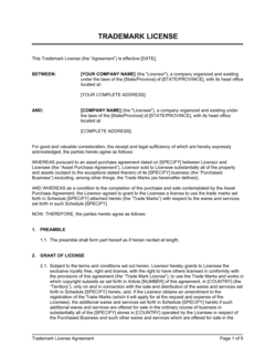 Detail Trademark License Agreement Template Nomer 8