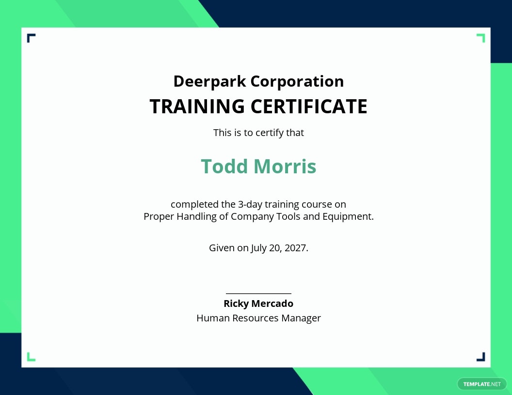 Detail Training Course Certificate Template Nomer 33