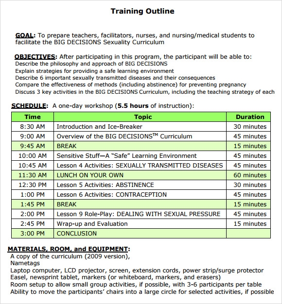 Detail Training Outline Template Doc Nomer 14