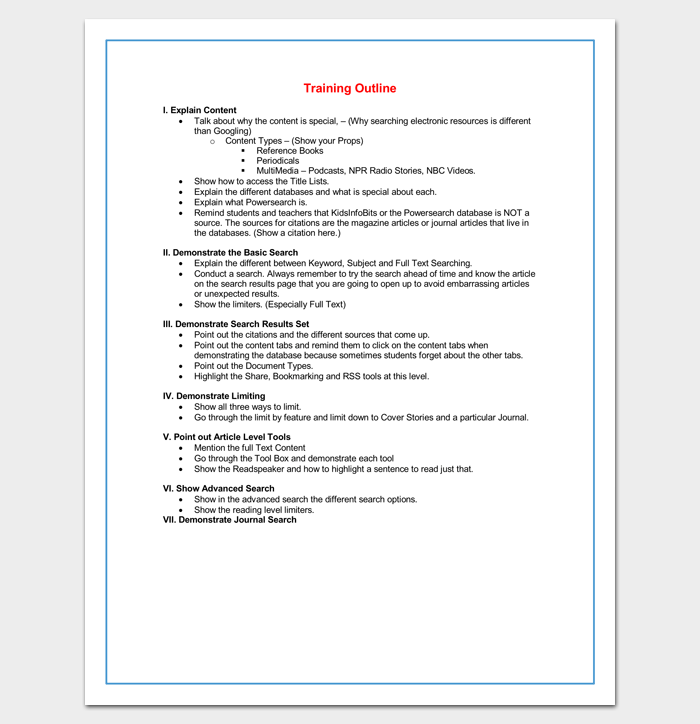 Detail Training Outline Template Doc Nomer 5