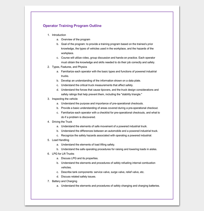 Detail Training Outline Template Doc Nomer 7