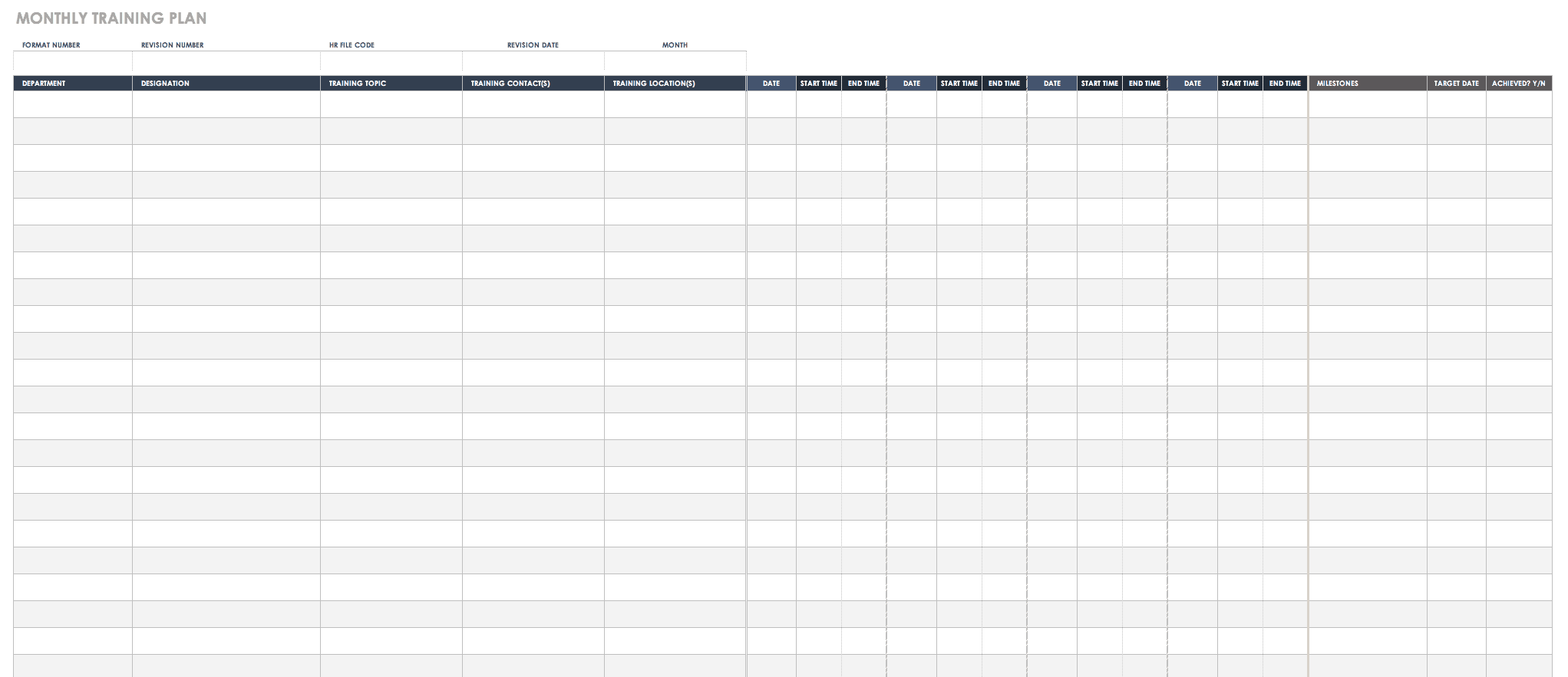 Detail Training Schedule Template Nomer 4