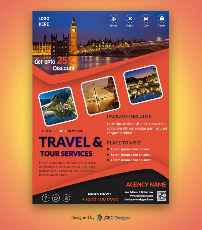 Detail Travel Agency Flyer Template Free Nomer 12