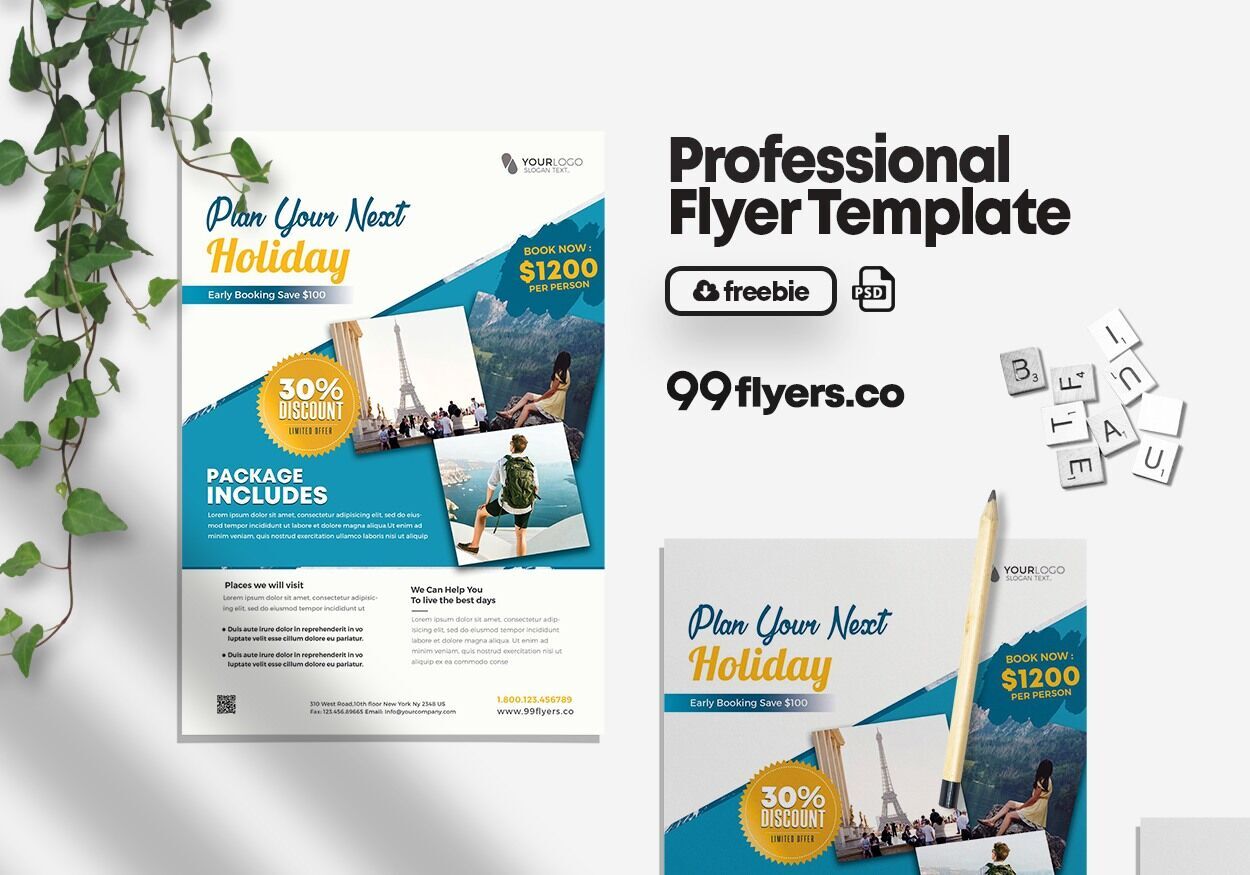 Detail Travel Agency Flyer Template Free Nomer 35