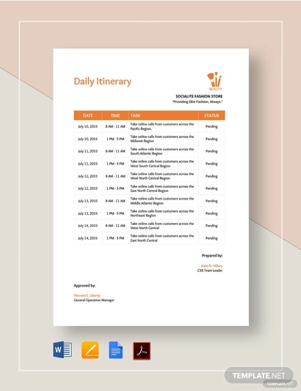 Detail Travel Itinerary Template Word Nomer 12