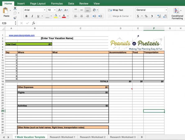 Detail Travel Planner Template Excel Nomer 22