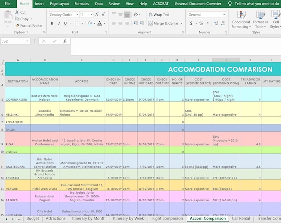 Detail Travel Planner Template Excel Nomer 35