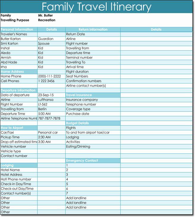 Detail Travel Planner Template Excel Nomer 49