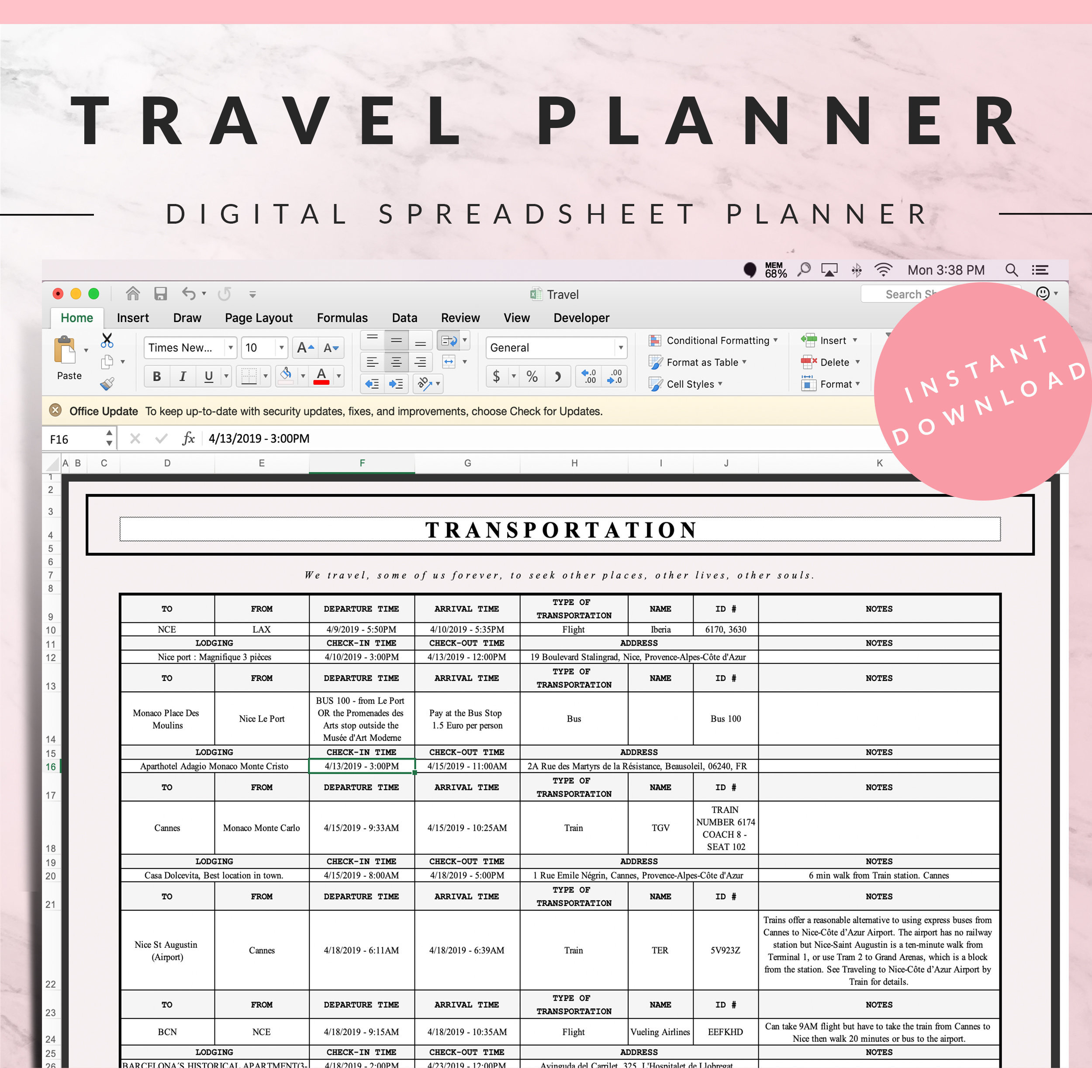 Detail Travel Planner Template Excel Nomer 7