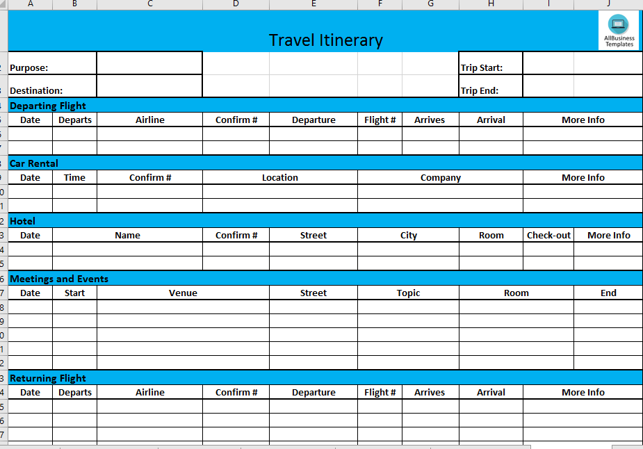 Detail Travel Planner Template Excel Nomer 10