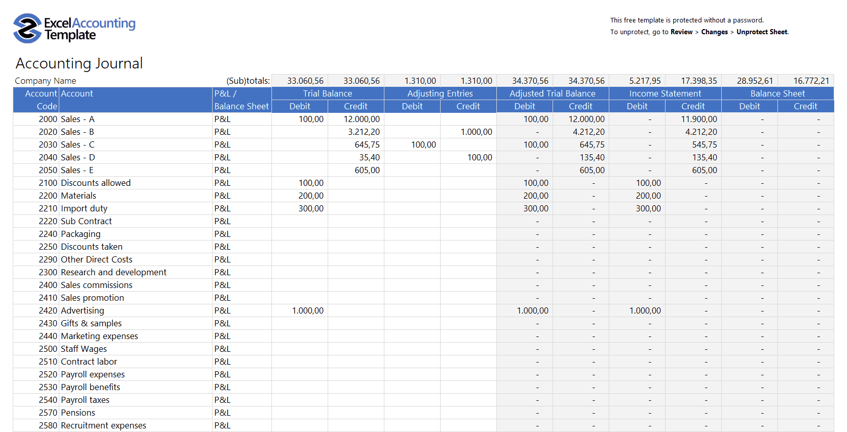 Detail Trial Balance Excel Template Nomer 40