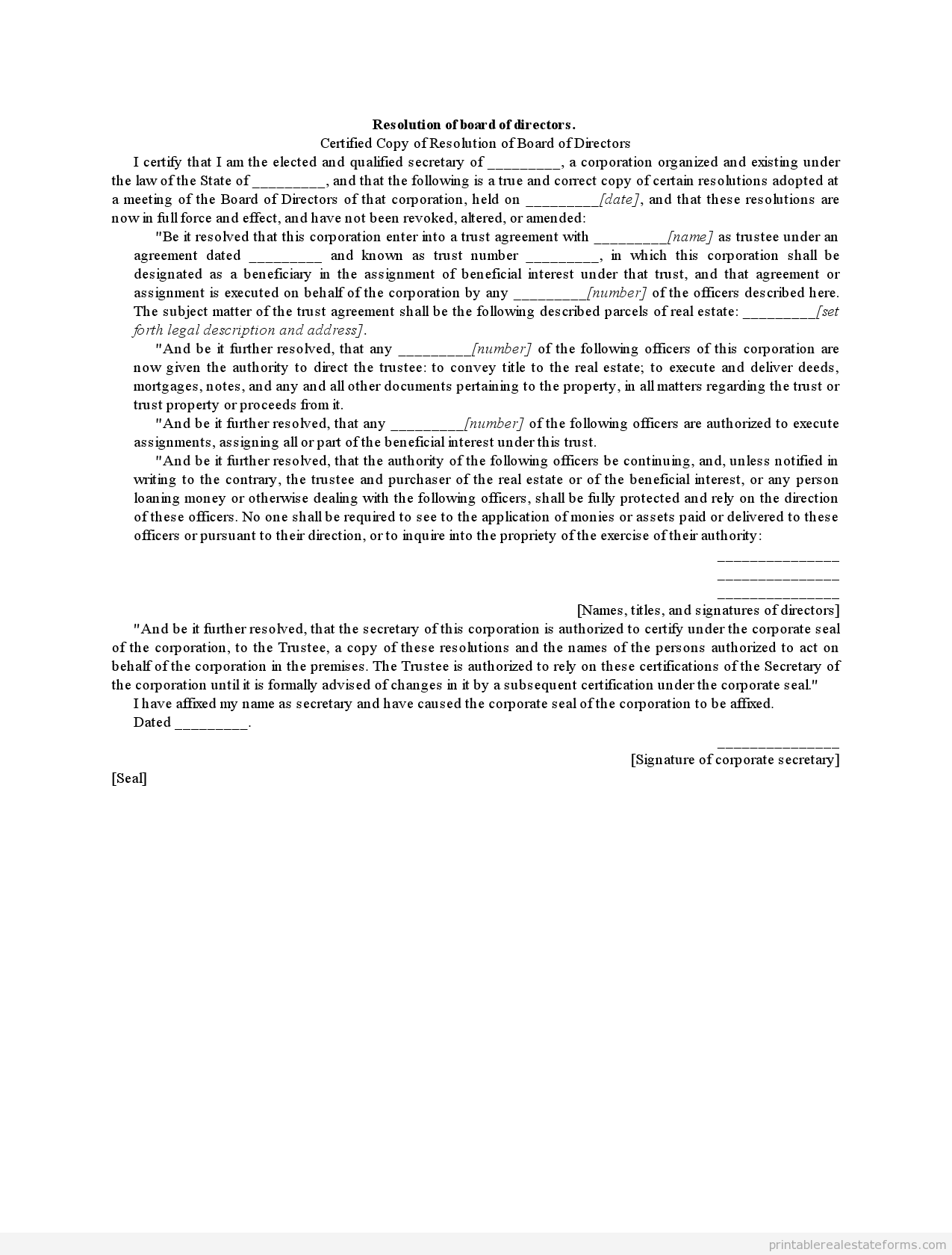 Detail Trustee Resolution Template Nomer 9