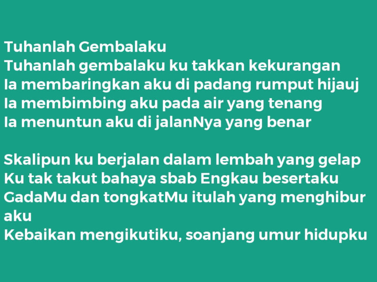 Detail Tuhan Adalah Gembalaku Ayat Nomer 40