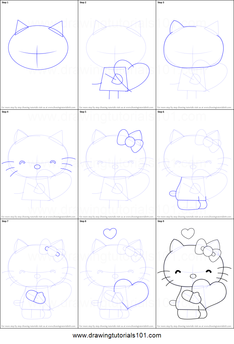 Detail Tutorial Gambar Hello Kitty Nomer 8